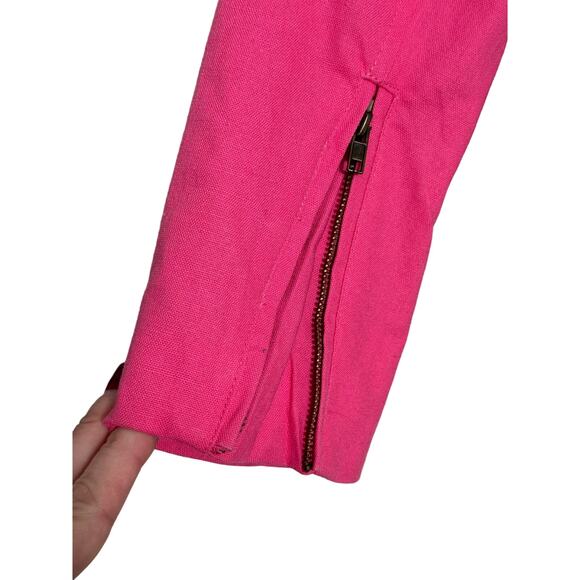 DOLAN Cropped Linen Slim Moto Jacket in Pink Size S - Picture 14 of 16